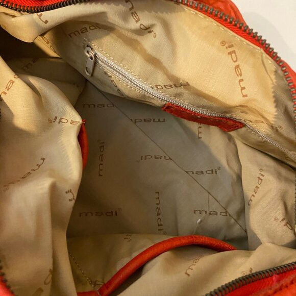 Madi Pelletteria Tomato Red‎ Leather Hobo Bag Made in Italy 18x21 - Picture 6 of 11